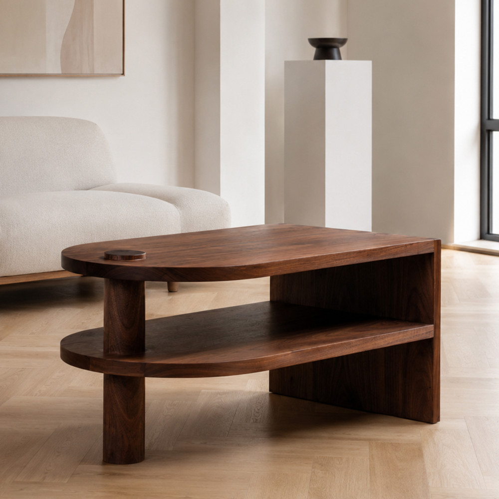 Walnut Pillar Coffee Table