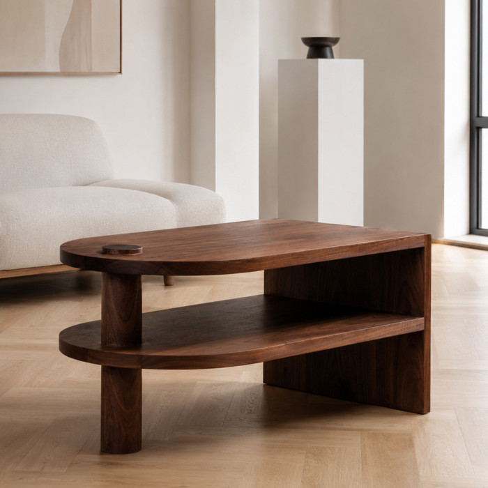 Walnut Pillar Coffee Table
