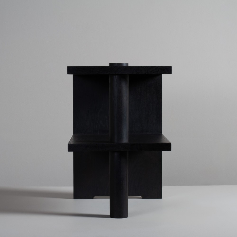 Ebonised Oak Pillar Table