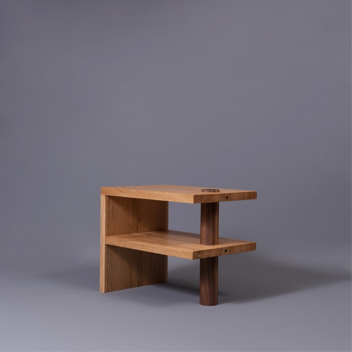 Oak & Walnut Pillar Table. OWP1