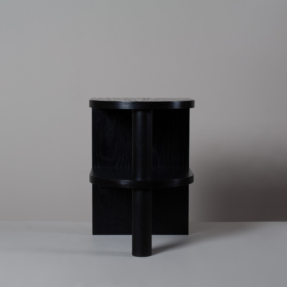 Curve Ebonised Tiered Nightstand Table