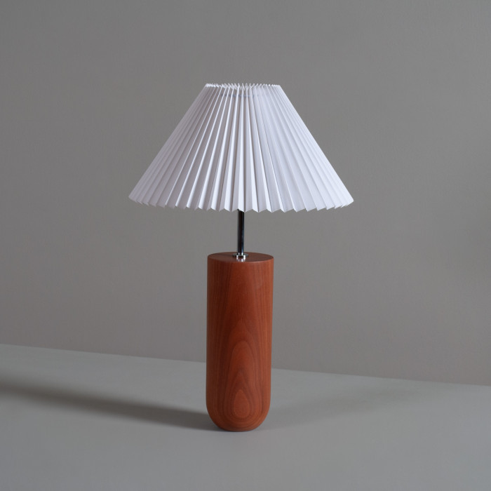 Handcrafted Makore Pillar Table Lamp
